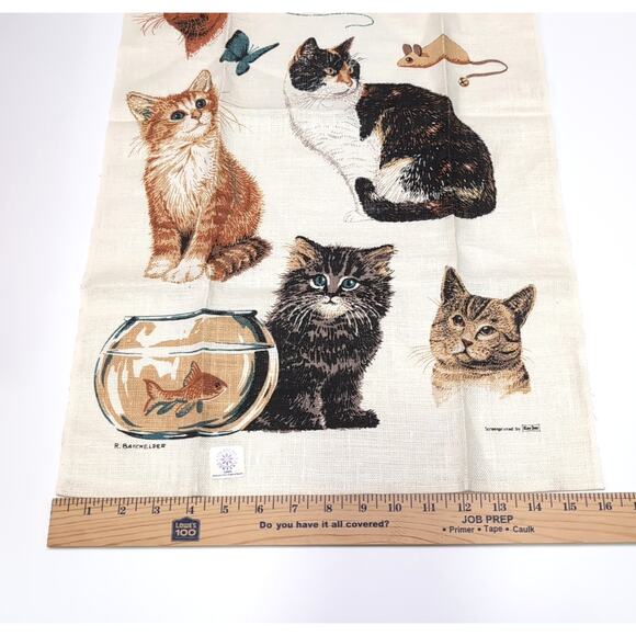 VTG Kay Dee Linen Kitchen Tea Towel Cats Kitten Breeds R. Batchelder Signed NWT - Picture 14 of 15
